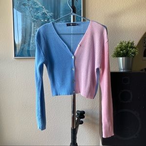 Blue and pink cardigan